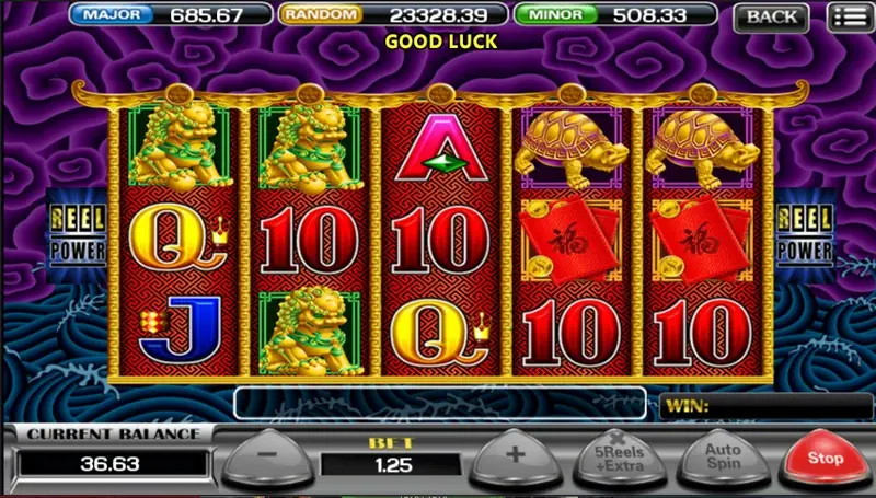 Bonus round screen in 5 Dragons