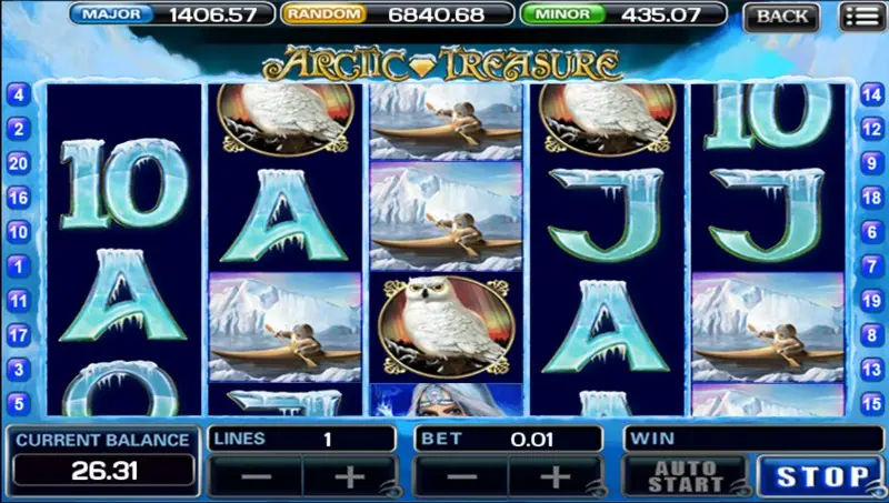 Bet settings in Arctic Treasure