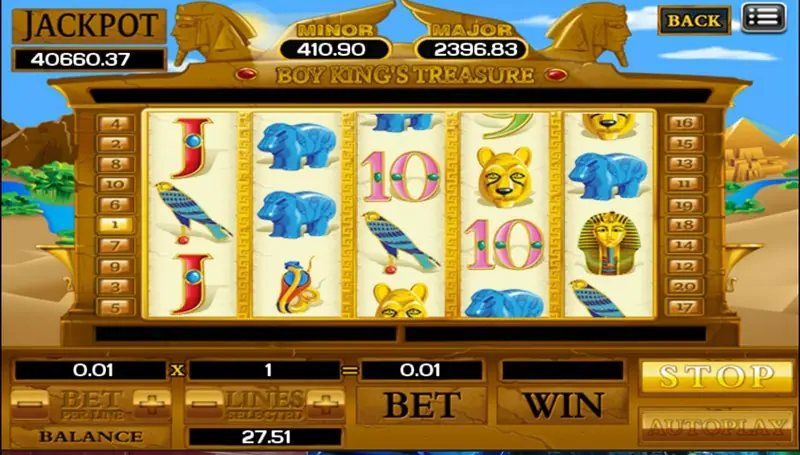Boy King wild completing a line during free games