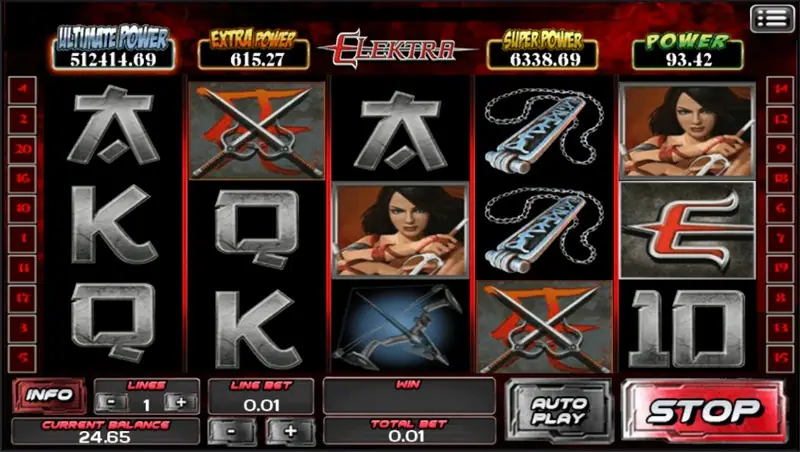 Elektra spin in progress with the bet panel below the reels