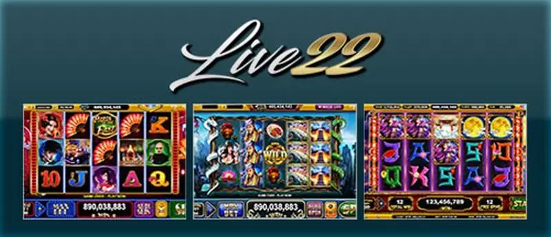 Live22 app artwork with slot characters and the Live22 logo
