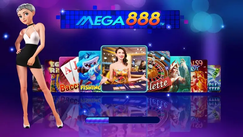 Mega888 slot lobby shown on a phone after installation