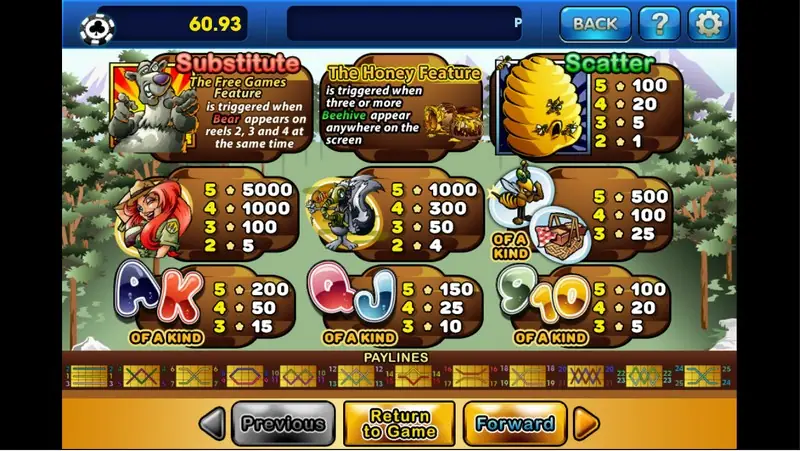 Bonus Bears slot on 3Win8 with a bear and woodland animals on the reels