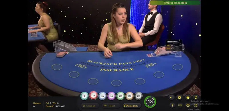 Ezugi live blackjack table with dealer and player seats