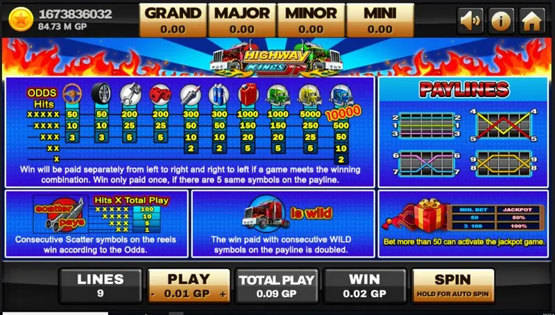 A winning line of trucks paying out in Highway Kings JP