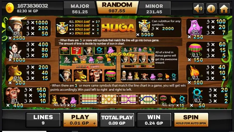 Huga bet controls and spin button in the Joker123 app