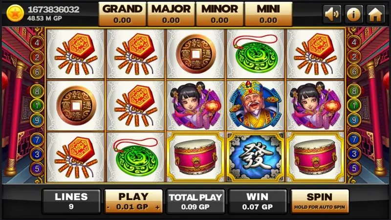 Lucky God 2 winning combination highlighted on the paylines