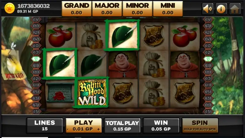 Money Bag scatter symbols landing on the Robin Hood reels
