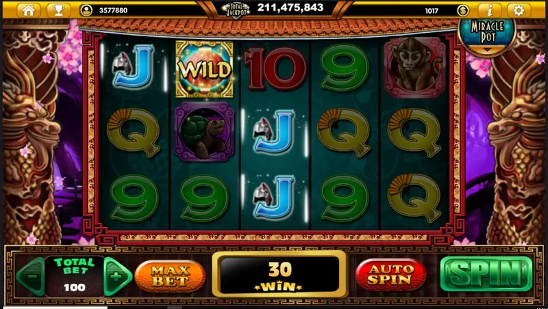 Fu Lai spin result with a winning line highlighted