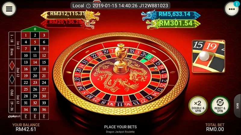 Dragon Jackpot Roulette result screen after a spin