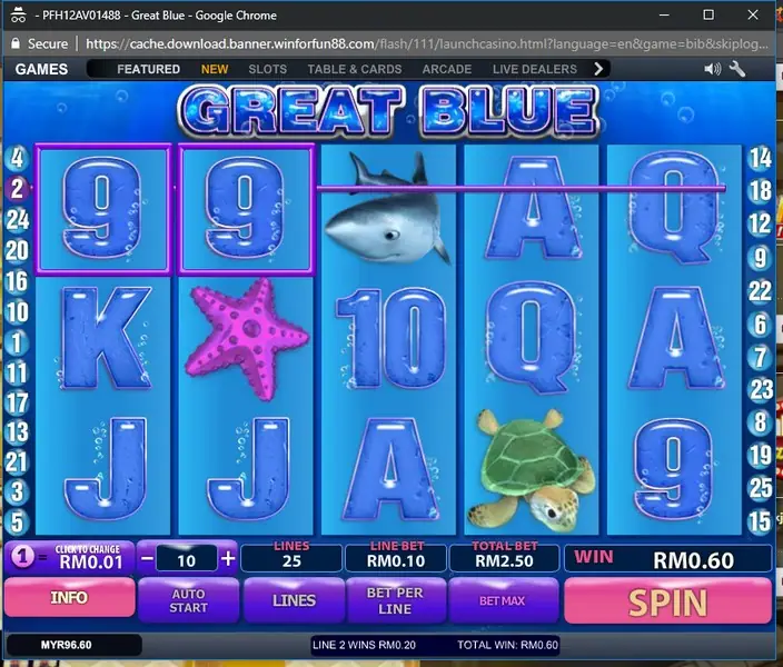 Great Blue slot on LPE88 with an underwater ocean theme