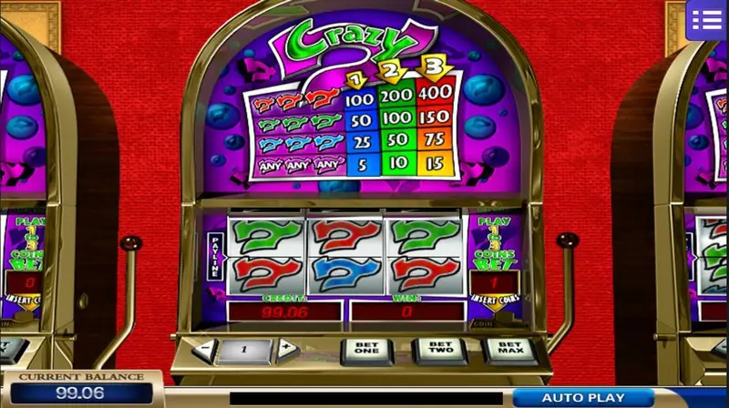 7 Crazy classic slot with coloured seven symbols on the reels