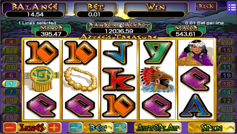 Aztec reels mid-spin with all paylines active
