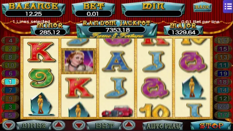 Diamond scatters landing during the Fame & Fortune free games