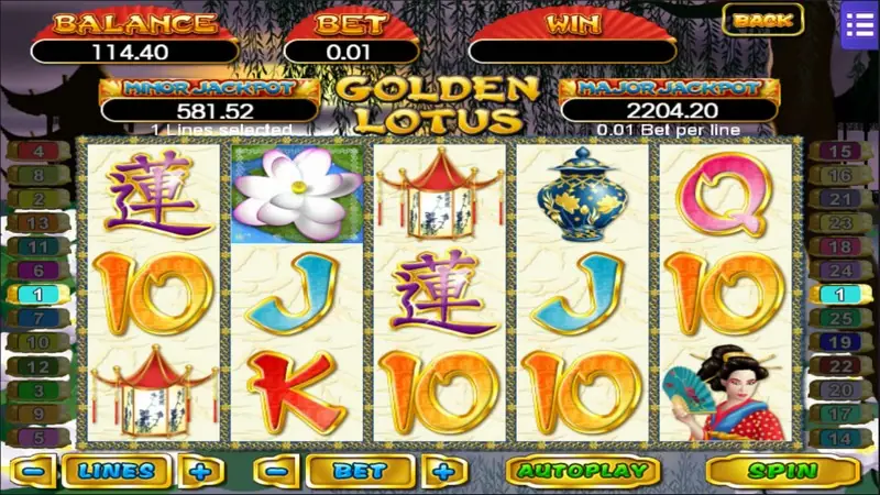 Golden Lotus reels with White Lotus scatter symbols