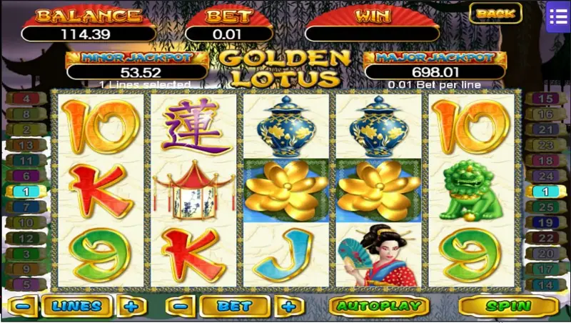 Golden Lotus jackpot prize panel on Mega888