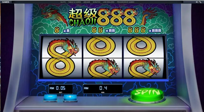 Chao Ji 888 win on the reels with the payout shown