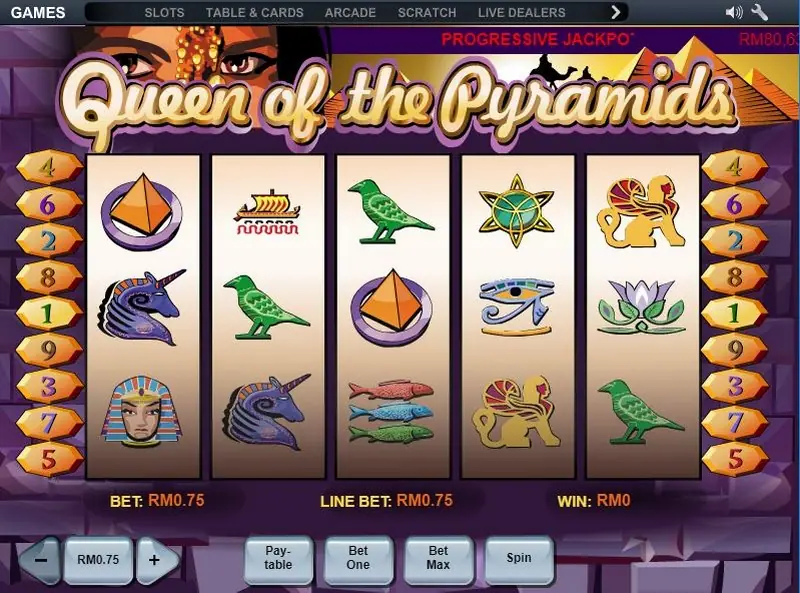 Free spins round on Queen of Pyramid with the x5 multiplier