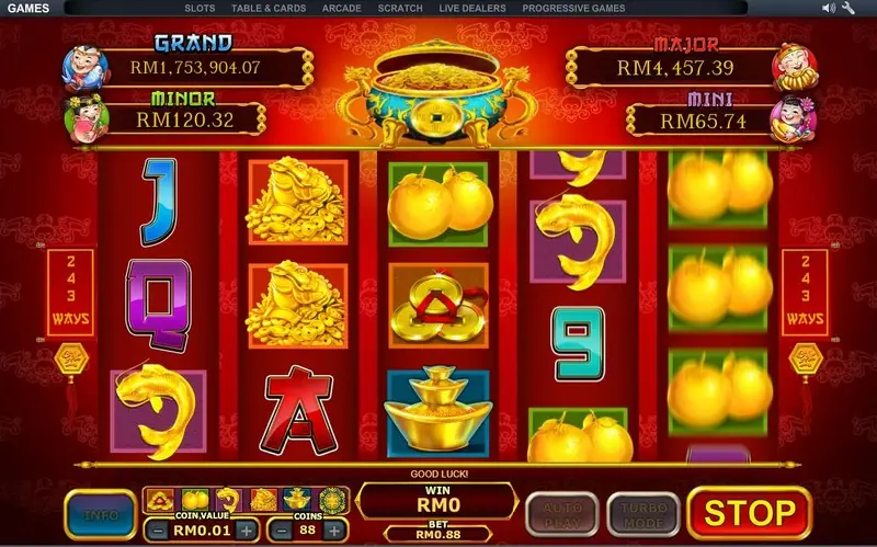 Coin level selection screen in Ri Ri Sheng Cai