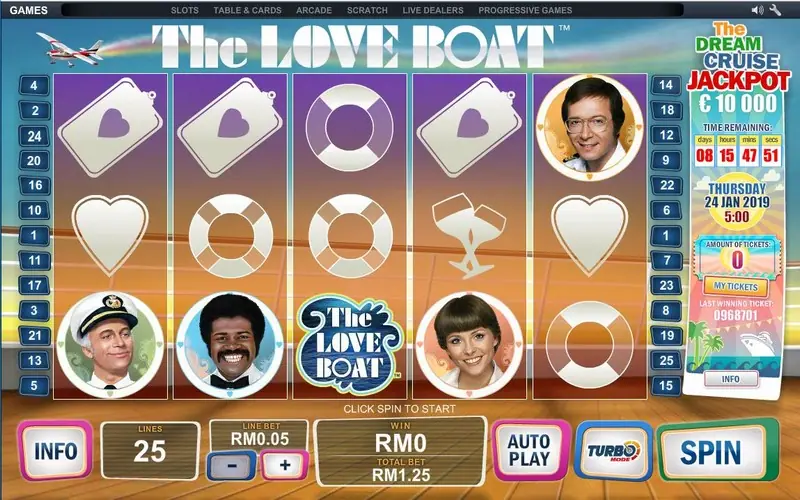 Pick-a-pair bonus screen with male and female silhouettes in The Love Boat