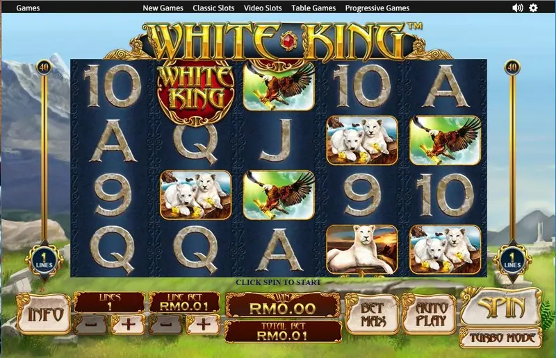 White King with a reduced number of paylines selected