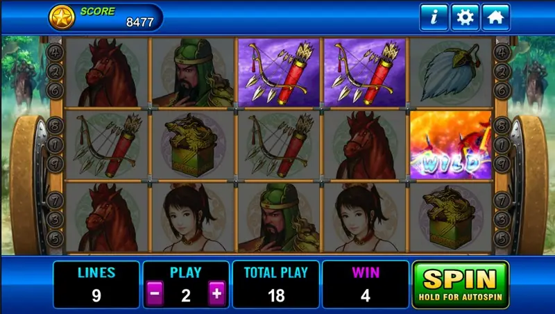 Three Kingdom reels on Play8oy with warrior and weapon symbols