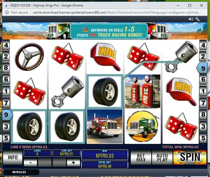 Highway Kings Pro slot with American trucks on the reels
