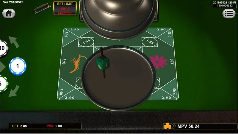 Belangkai table game on Sky777 with the four-sided spinning top