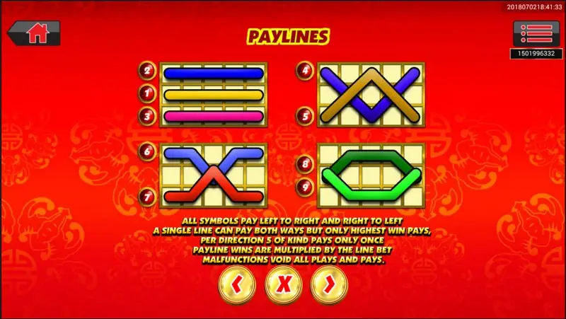 Cai Yuan Guang Jin odds table listing symbol payouts