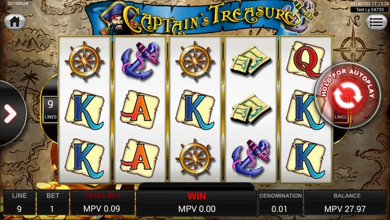 Captain Treasure pirate slot on Sky777 with the captain and his ship